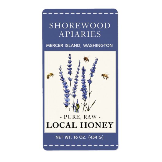 Bloemen en bijen honingbijen, rand 2 x 3,75-inch l etiket (Voorkant)