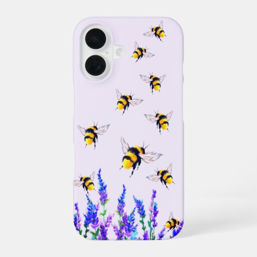 Bloemen en Bijen iPhone Case 16 Hoesje (Achterkant)