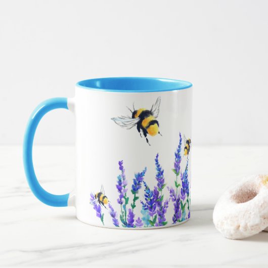 Bloemen en bijen Koffie Mok (Met donut)