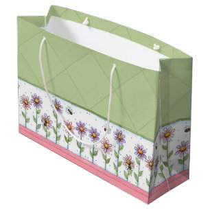 Bloemen en bijen large cadeautasje
