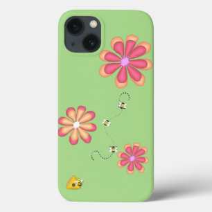 Bloemen en bijen op Limoen Case-Mate iPhone Case