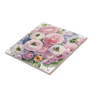 BLOEMEN EN BIJEN TEGELTJE