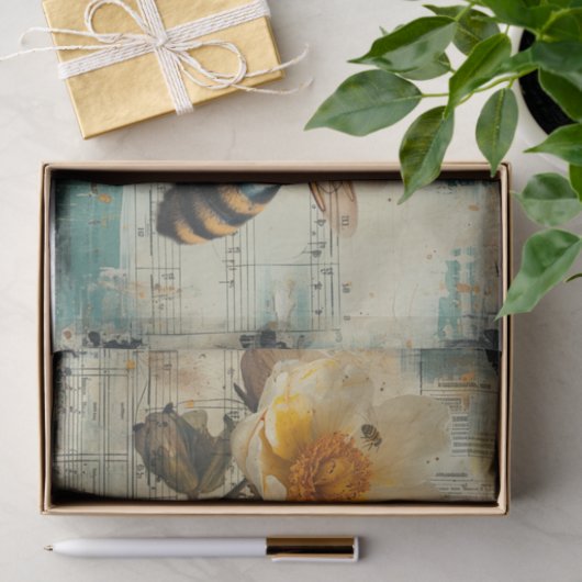 Bloemen en bijen tissuepapier (Geschenk)