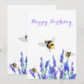 Bloemen en bijen Verjaardag Kaart (Voorkant / Achterkant)