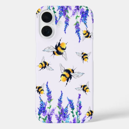 Bloemen en bijen vliegen iPhone Case (Achterkant)