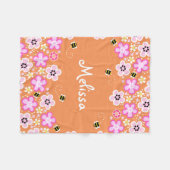 bloemen en bijendeken fleece deken (Voorkant (Horizontaal))