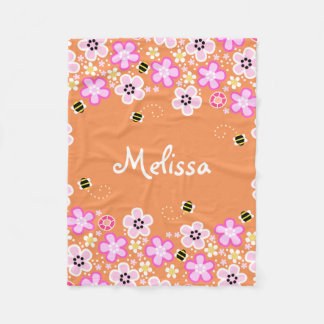  bloemen en bijendeken fleece deken