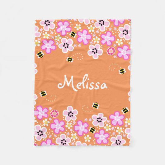 bloemen en bijendeken fleece deken (Voorkant)