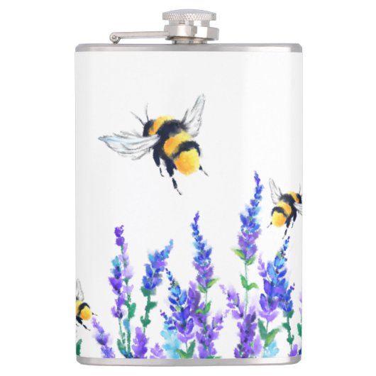 Bloemen en bijenkolf heupfles (Voorkant)