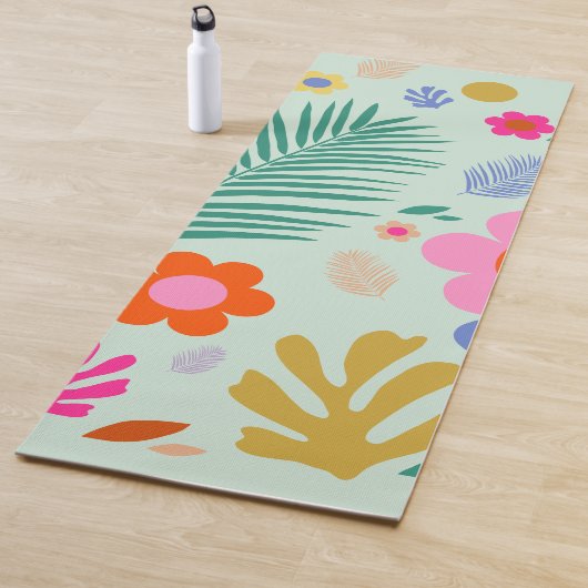 Bloemen en bladeren 01 Groene bloemen Yogamat (In situ)