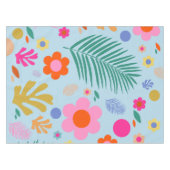 Bloemen en bladeren 03 blauw en roze tafelkleed (Voorkant (Horizontaal))