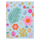 Bloemen en bladeren 03 blauw en roze tafelkleed (Voorkant)