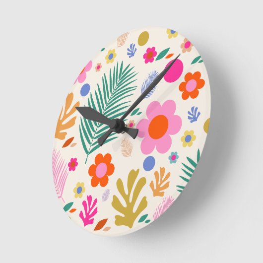 Bloemen en bladeren 04 Kleurrijke bloemen Ronde Klok (Hoek)