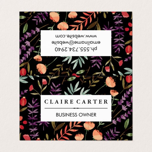 Bloemen en Bladeren Bloei Patroon Visitekaartje (Buitenkant ongevouwen)