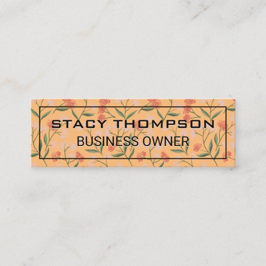 Bloemen en bladeren Decoratief Patroon Mini Visitekaartje (Voorkant)