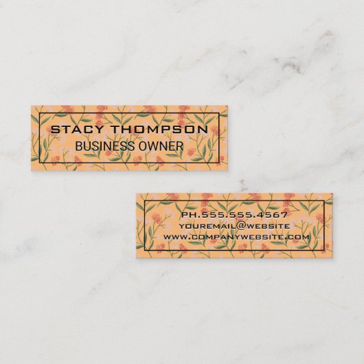 Bloemen en bladeren Decoratief Patroon Mini Visitekaartje (Voorkant / Achterkant)