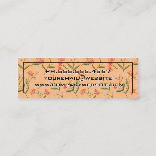 Bloemen en bladeren Decoratief Patroon Mini Visitekaartje (Achterkant)