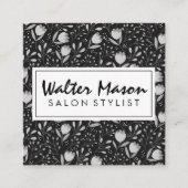 Bloemen en bladeren Decoratief Patroon Vierkante Visitekaartje (Voorkant)