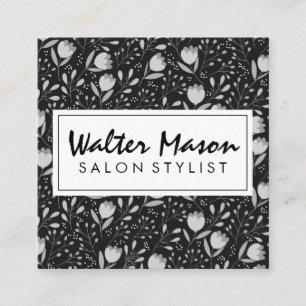 Bloemen en bladeren Decoratief Patroon Vierkante Visitekaartje