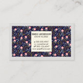 Bloemen en Bladeren Decoratief Patroon Visitekaartje (Achterkant)