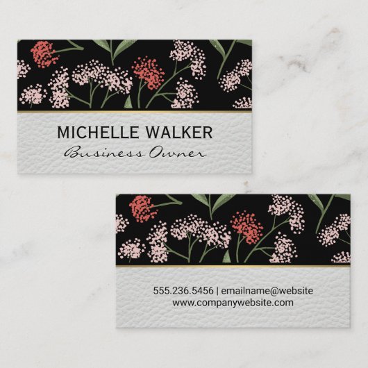 Bloemen en bladeren Decoratief Patroon Visitekaartje (Voorkant / Achterkant)