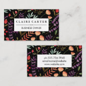 Bloemen en Bladeren Decoratief Patroon Visitekaartje (Voorkant / Achterkant)