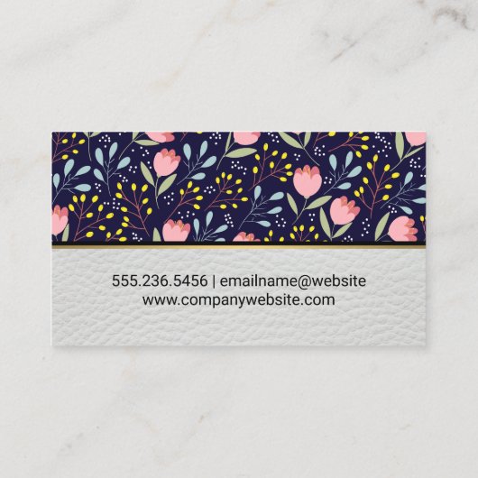 Bloemen en Bladeren Decoratief Patroon Visitekaartje (Achterkant)