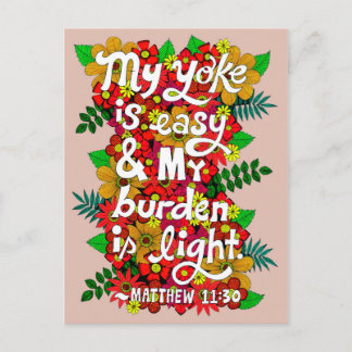 Bloemen en bladeren Doodle Typografie Bijbelvers Briefkaart