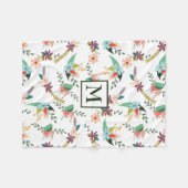 Bloemen en bladeren fleece deken (Voorkant (Horizontaal))