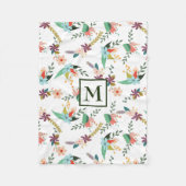 Bloemen en bladeren fleece deken (Voorkant)