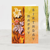 Bloemen en bladeren Kunst Birthday Kaart (Voorkant)