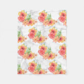 Bloemen en bladeren op marmer fleece deken (Voorkant)