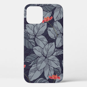 Bloemen en bladeren patronpatroon, tropisch, abstr Case-Mate iPhone case