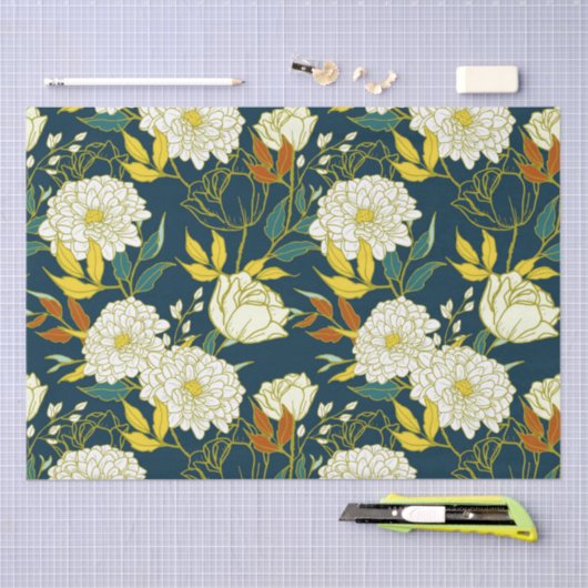 Bloemen en bladeren patroon inpakpapier tissuepapier (Craft)