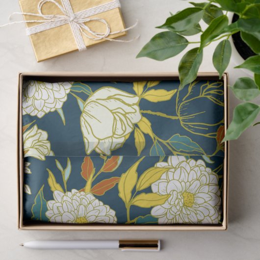 Bloemen en bladeren patroon inpakpapier tissuepapier (Geschenk)