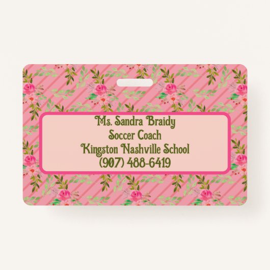 Bloemen en bladeren, persoonlijke badge (Achterkant)