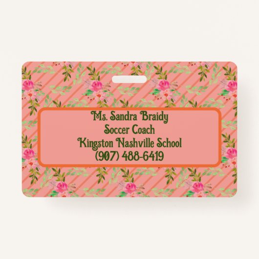 Bloemen en bladeren, persoonlijke badge (Achterkant)