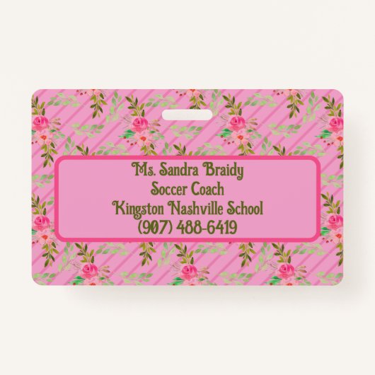 Bloemen en bladeren, persoonlijke badge (Achterkant)