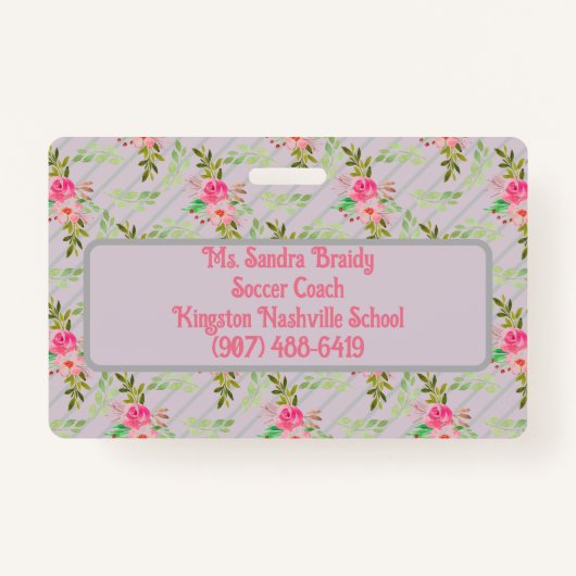 Bloemen en bladeren, persoonlijke badge (Achterkant)