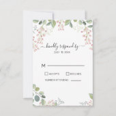 Bloemen en bladeren van eucalyptus RSVP kaartje (Voorkant)