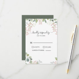 Bloemen en bladeren van eucalyptus RSVP kaartje