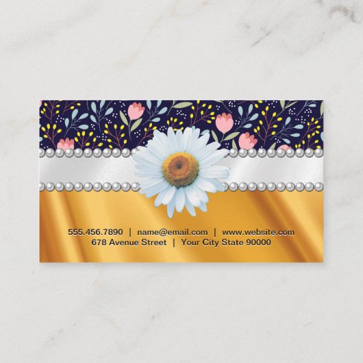 Bloemen en bladeren Versiderende Patroondraperie Visitekaartje (Achterkant)