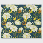 Bloemen en bladpatroon cadeaupapier (Vlak)