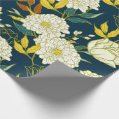 Bloemen en bladpatroon cadeaupapier (Hoek)