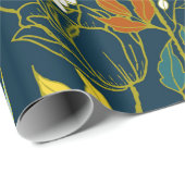 Bloemen en bladpatroon cadeaupapier (Rol Hoek)