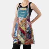 Bloemen en Blauw Patchwork Quilt Schort (Insitu)