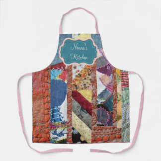 Bloemen en Blauw Patchwork Quilt Schort