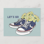 Bloemen en Blauwe Sneakers, laten we gaan Briefkaart (Voorkant)