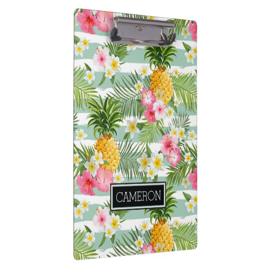 Bloemen en Blauwgroen strepen voor ananas | Jouw n Klembord (Rechts)