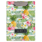 Bloemen en Blauwgroen strepen voor ananas | Jouw n Klembord (Voorkant)